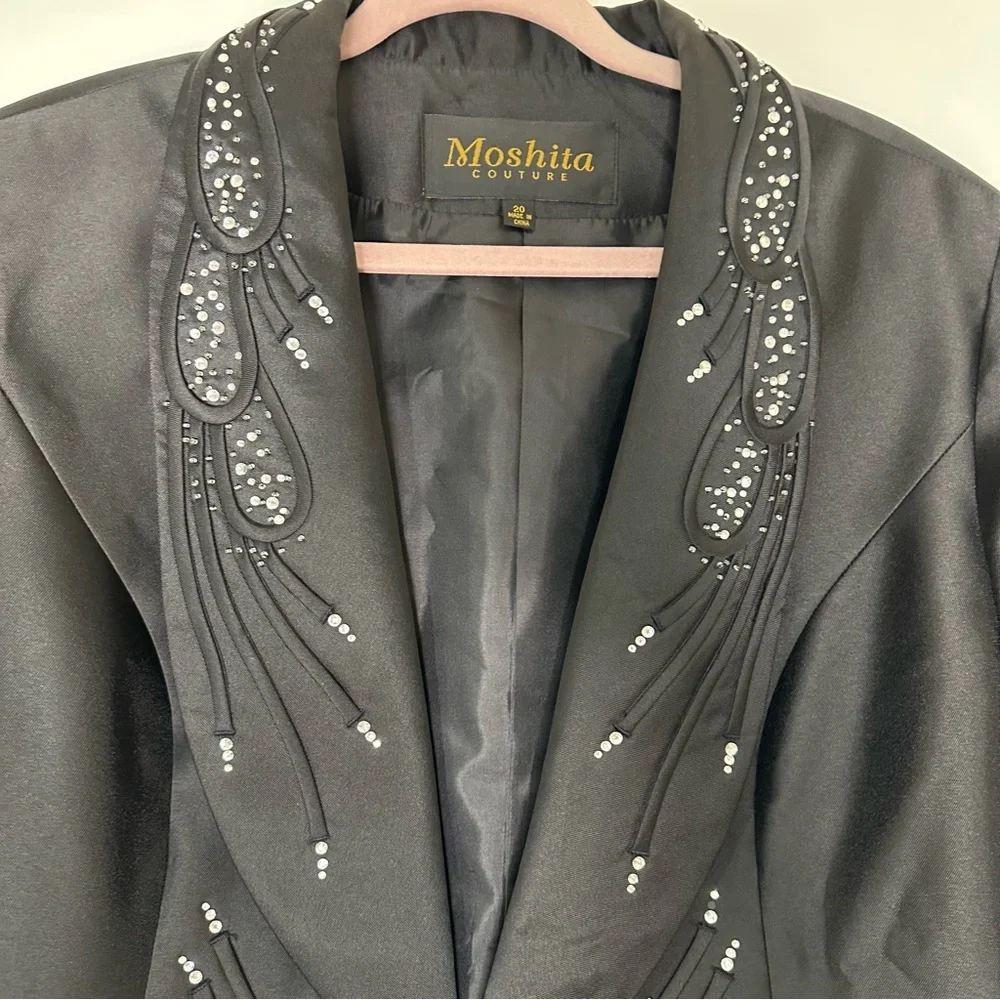 Moshita black embellished blazer jacket - Picture 8 of 14